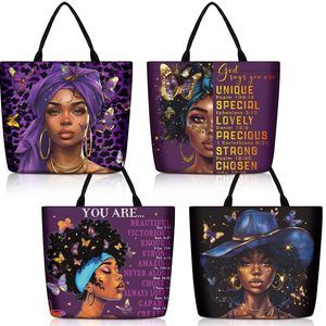 4 Pack African American Tote Bags Black Shoulder Bag Afro Black :|